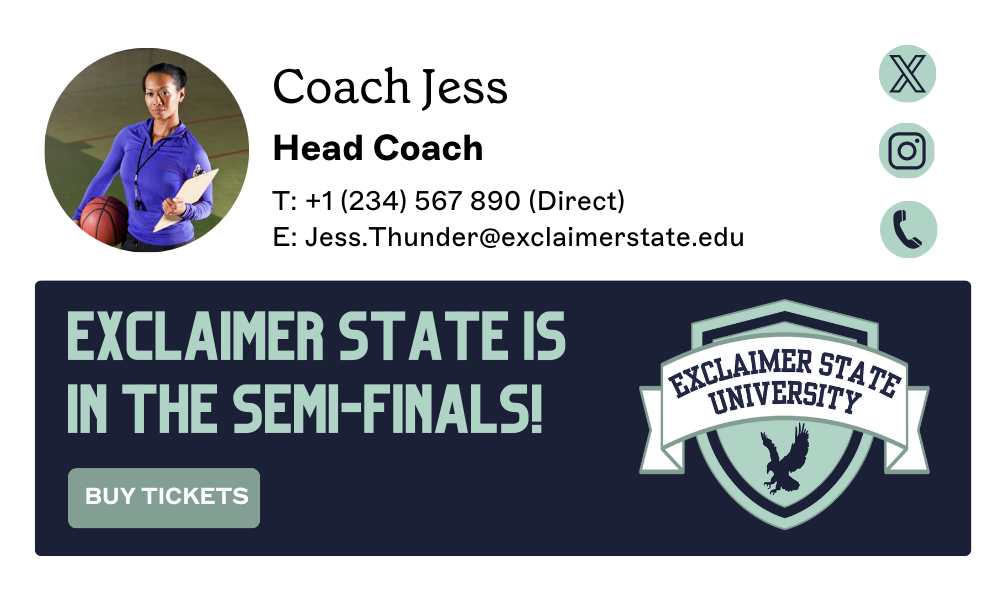 head coach email signature template