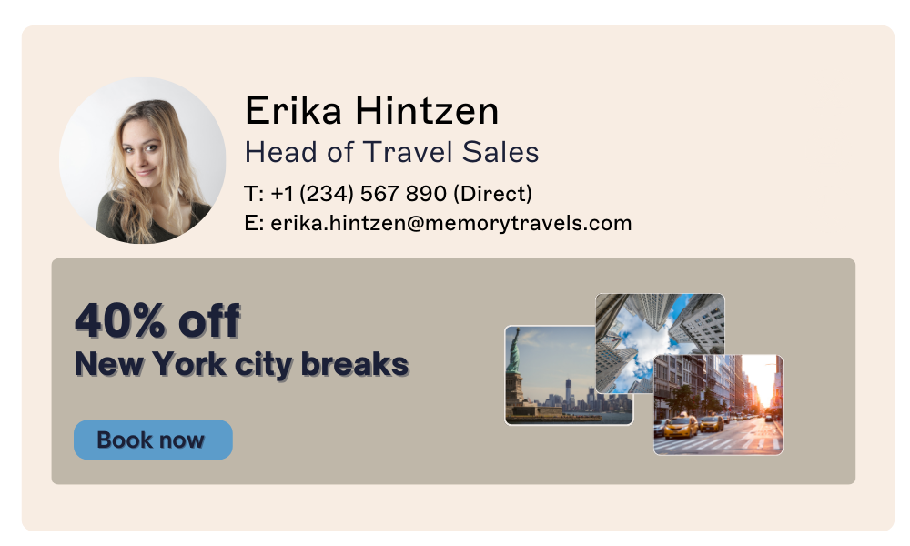 professional email signature for head of travel sales