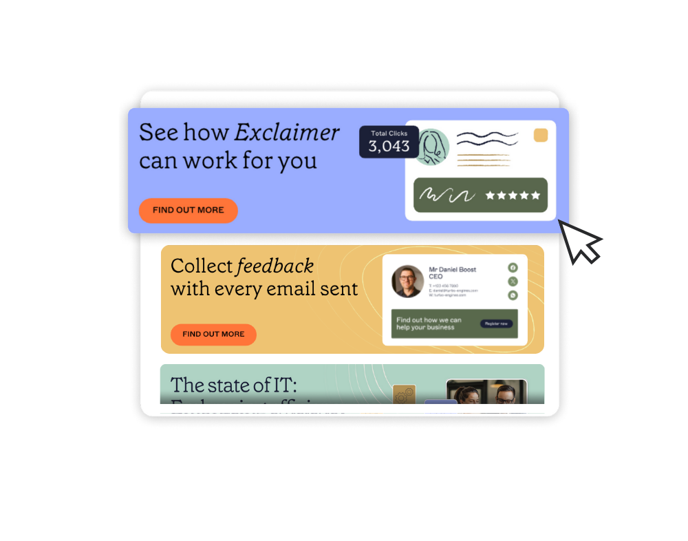 examples of email banners being created with Exclaimer