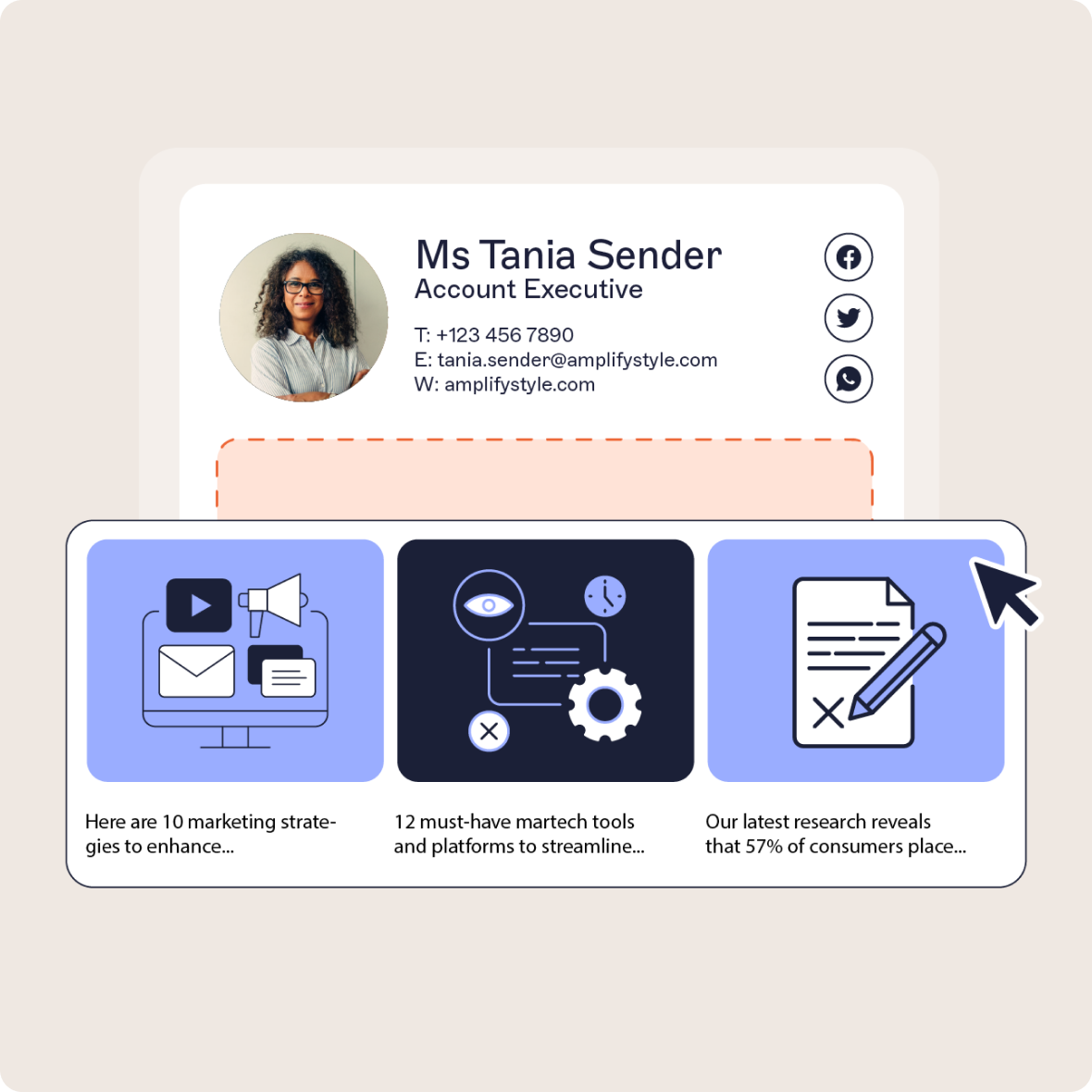 email signature with social media feed embedded