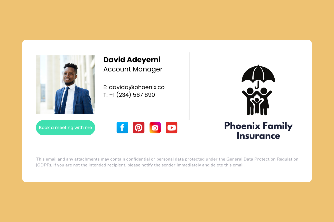 gdpr email signature example for insurance