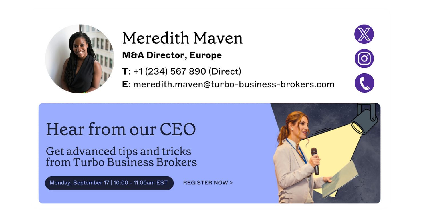 html email signature template for m&a director