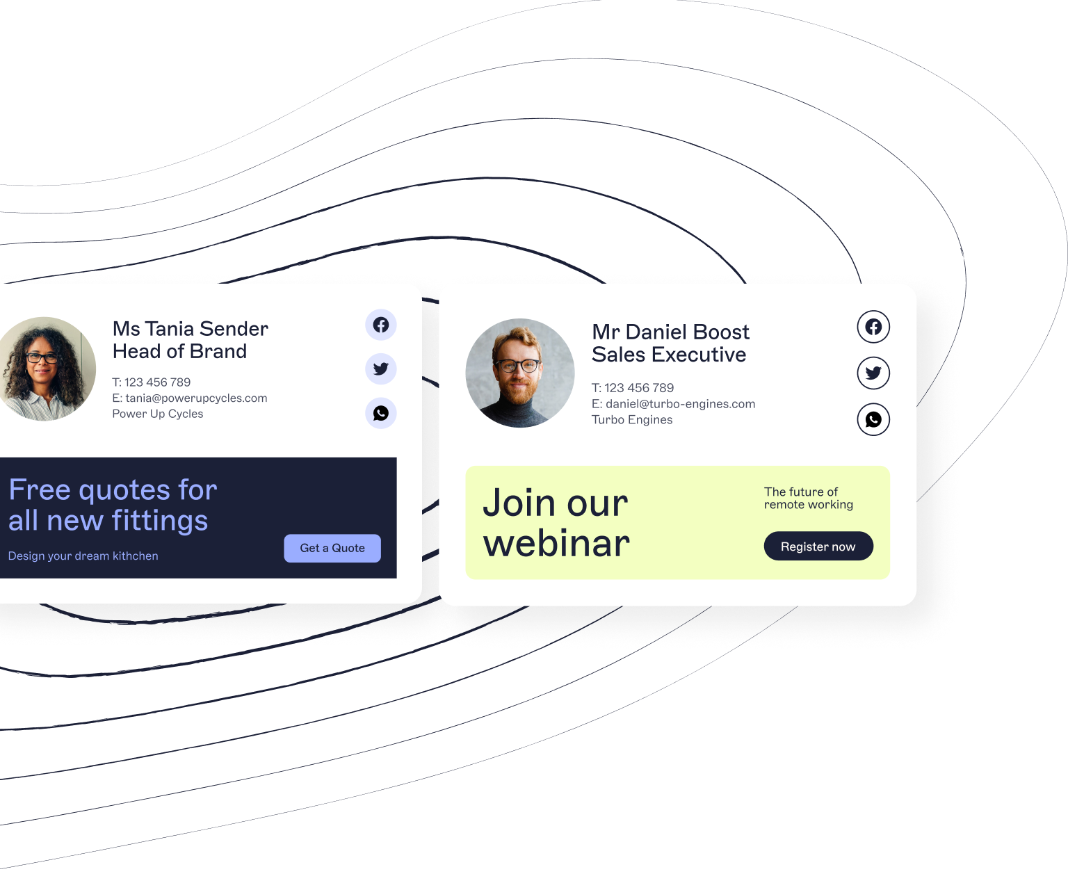 email signatures side by side