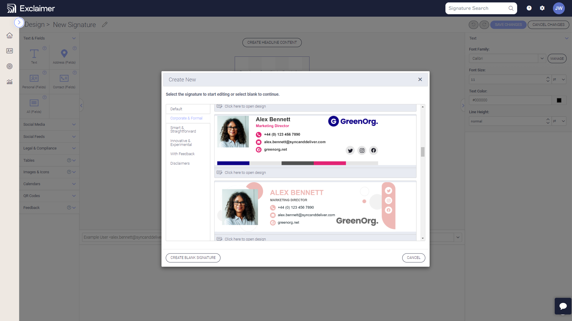 email signature designs in exclaimer