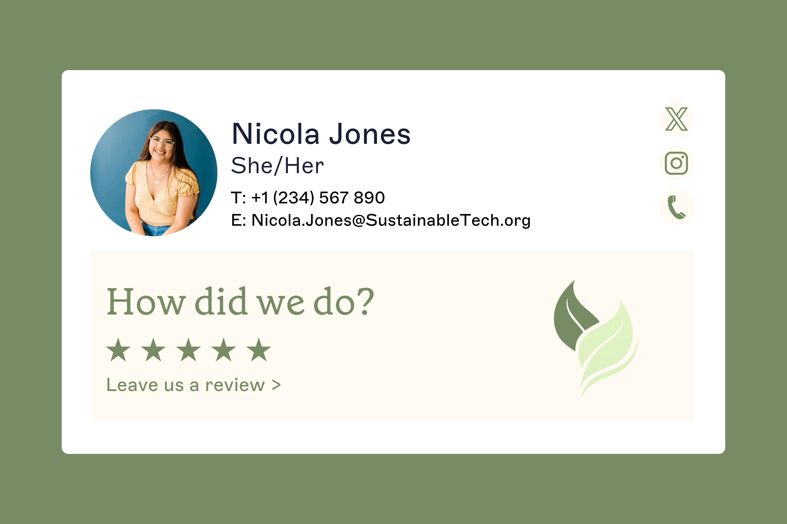 Email signature example with she/her pronouns