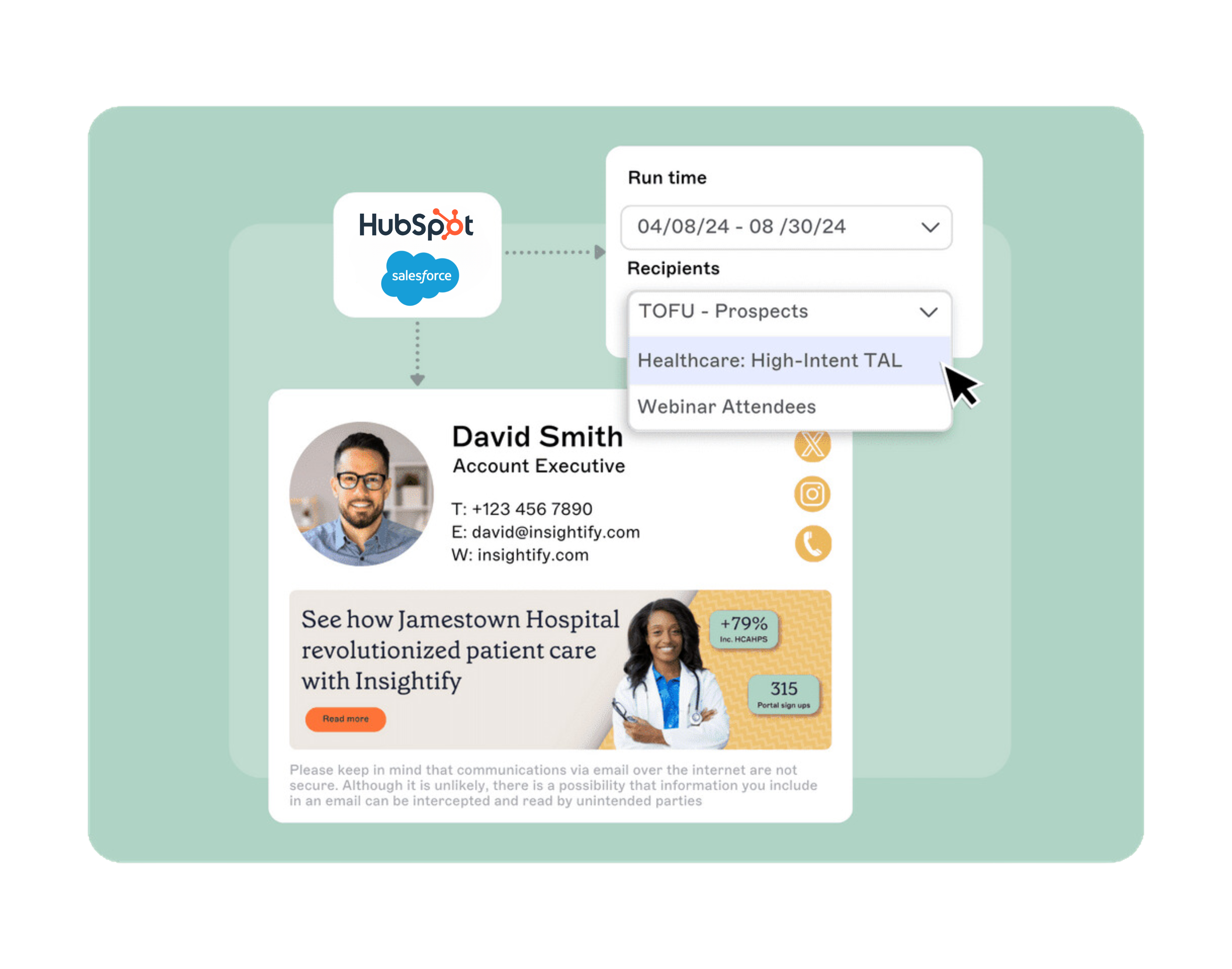 Email signature being targeted using Exclaimer's CRM integrations