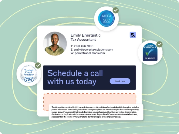 email signature with security logos