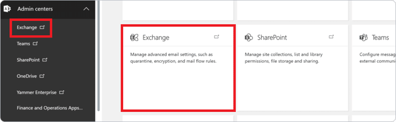 Go to the Exchange section in the Office 365 admin center