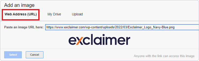 Add an image using a web address in Gmail