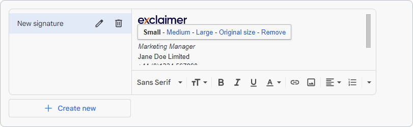 Image size in Gmail