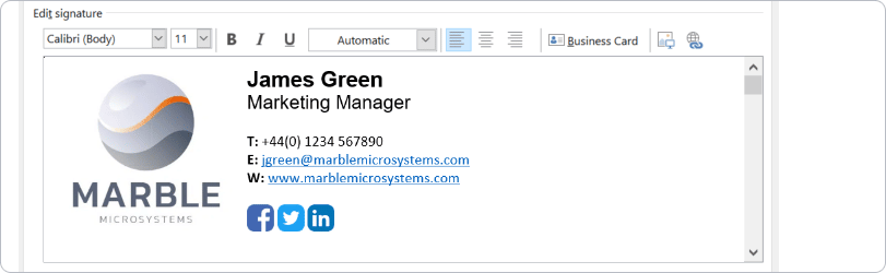 Add additional elements to your Outlook signature