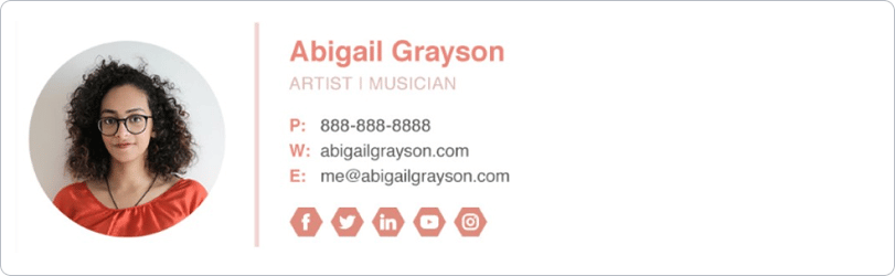 Email signature with a photo of a woman