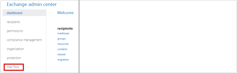 Go to mail flow in the Exchange admin center