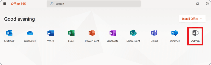 Choose the Office 365 admin center