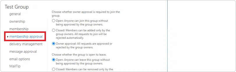group membership approval with "membership approval"